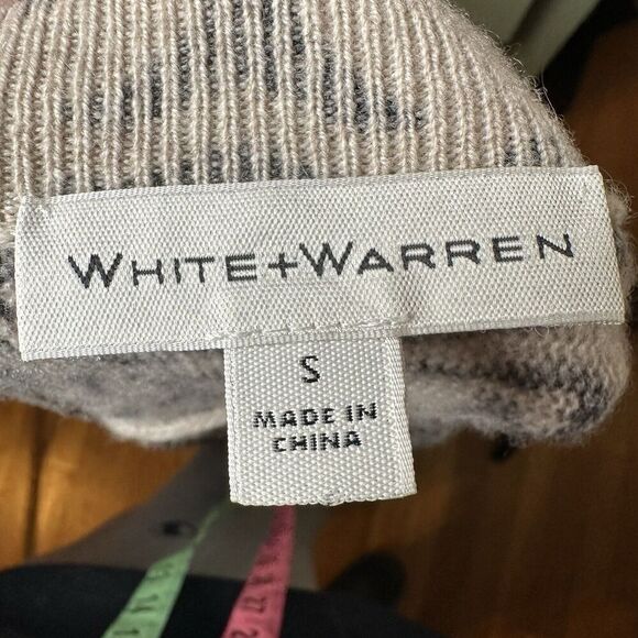 White + Warren Cashmere Leopard Print V-neck Knit Sweater Relaxed Small Luxury - Picture 6 of 8